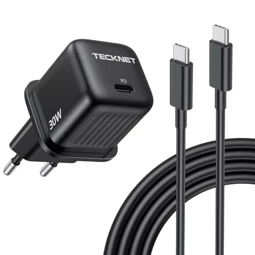TECKNET 30W Schnellladegerät, USB C Ladegerät mit 2M Type C Ladekabel