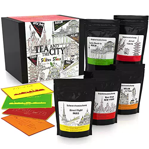 TEELIKAT Tee Geschenkset Tea and the City ChaCult, 190g - bestehend aus 5 feinen Teesorten