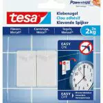 tesa Klebenagel Fliesen&Metall, 2er Set - Klebenagel für glatte und feste Oberflächen in Badezimmer und Küche