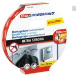 tesa Powerbond ULTRA STRONG - Doppelseitiges, extra starkes Montageband zur permanenten Befestigung im Außen- und Innenbereich - 5 m