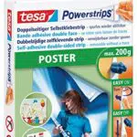 tesa Powerstrips POSTER - Doppelseitige Klebestreifen für Poster und Plakate - Selbstklebend und spurlos wieder ablösbar - Bis zu 200 g Halteleistung - 20 Stück