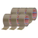 tesapack PP 4195 Paketband im 6er Pack - Geräuscharmes Klebeband zum Verpacken von Paketen und Kartons - braun - 6 Rollen je 66 m x 50 mm