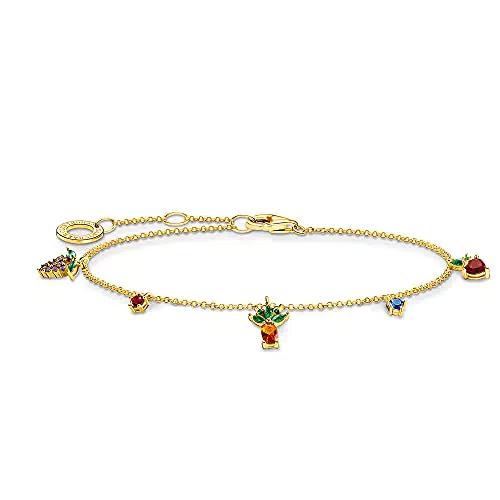 THOMAS SABO Damen Armband mit Bunten Früchten 925er Sterlingsilber 750er Gelbgold Vergoldung mit Zirkonia