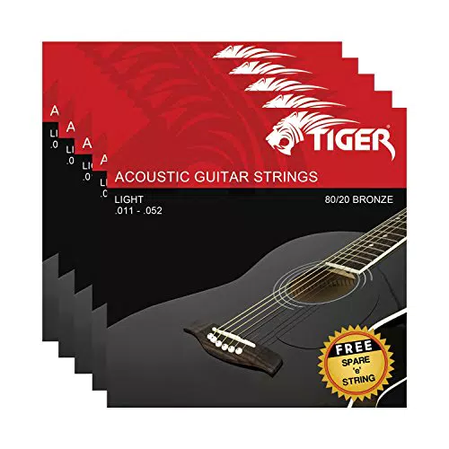 TIGER Akustische Gitarre Saiten 5 Stück Super leicht Sets