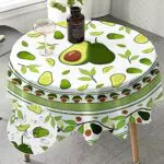 Tischdecke Rund 150 cm Sommer landhausstil Avocado Tischdecke für Draußen Fleckschutz Pflegeleicht Abwaschbar Schmutzabweisend Table Cloth für Küche