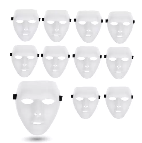 TK Gruppe Timo Klingler Kostümheld 12x Maske weiß - Theathermaske zum bemalen unbemalt basteln Anonymous Phantom Masken - Karneval & Fasching & Halloween - Fastnachtskostüme