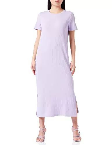 TOM TAILOR Denim Damen 1035455 Basic Maxikleid, 31042-Lilac Vibe