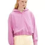 TOM TAILOR Denim Damen 1038373 Cropped Sweatjacke mit Kapuze