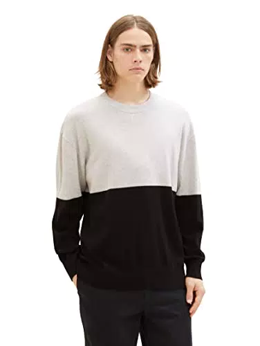 TOM TAILOR Denim Herren 1038270 Relaxed Fit Colorblock Pullover