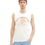 TOM TAILOR Herren 1036574 Tanktop mit Print, 10332-Off White