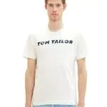 TOM TAILOR Herren 1037277 T-Shirt mit Logo-Print, 10332-Off White