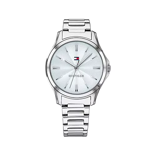 Tommy Hilfiger Analog Quarzuhr für Damen mit Silbernes Edelstahlarmband - 1781949