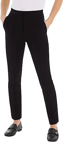 Tommy Hilfiger Damen Hose Ankle Slim Pant Stretch, Schwarz