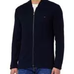 Tommy Hilfiger Herren Cardigan mit Reißverschluss, Blau