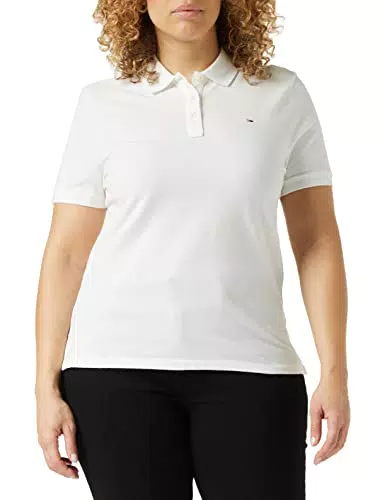 Tommy Jeans Damen Tjw Slim Polo T-Shirt, Schwarz, L