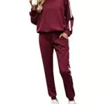 Totatuit Damen Jogginganzug Trainingsanzüge Sport Freizeit Oberteil Jogginghose Jogger Jogging Anzug Weinrot