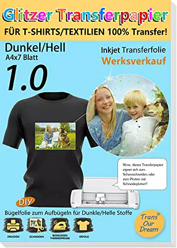TransOurDream ECHTE Inkjet Transferpapier, DIN A4X7 Blatt Transferfolie