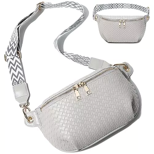 Travistar Bauchtasche Umhängetasche Damen Leder - Stylisch Crossbody Bag Damen Breiter Gurt Handtasche Gürteltasche Brusttasche Klein Schultertasche Moderne Tasche mit Breitem Schultergurt