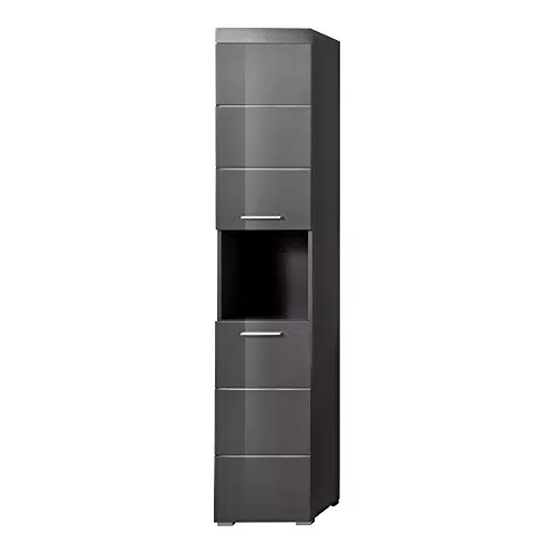 trendteam smart living - Hochschrank Badschrank - Bad - Amanda - Aufbaumaß 37 x 190 x 31 cm - Farbe Agave Grau Hochglanz - 139310321