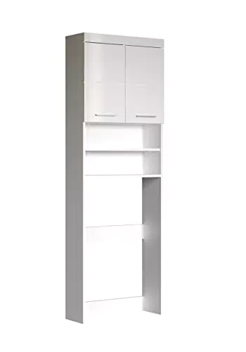 trendteam smart living - Waschmaschinenüberbau - Bad - Amanda - Aufbaumaß 63 x 187 x 24 cm - Farbe Weiß Hochglanz - 139311501