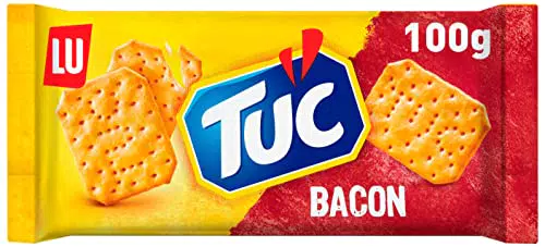 TUC Bacon 1 x 100g I Salzgebäck Einzelpackung I Knabbergebäck mit Bacon-Geschmack I Fein gesalzene Snack-Cracker
