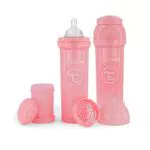Twistshake 2x Anti-Kolik-Babyflaschen mit Milchpulverbehälter und Mixer - 330ml