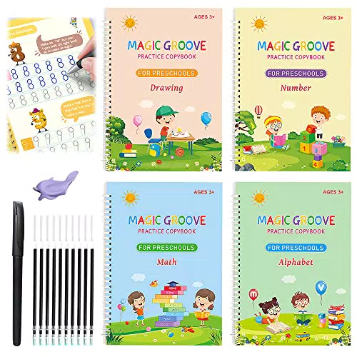 Ubitree 4 Stück Magisches Heft, Magisches übungsheft mit 10 Stift