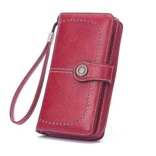 UNOSEKS Portemonnaie Damen - Lange Bifold Hochwertiges Leder Geldbörse Damen mit RFID/NFC Schutz