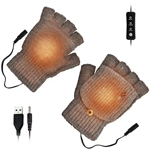 USB-beheizte Handschuhe für Damen und Herren, CestMall Full & Half Hands Beheizte Fingerlose Handschuhe