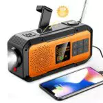 Uzoli Kurbelradio Outdoor Camping Radio Solarradio Notfallradio tragbar Dynamo Radio mit 3000mAh Akku AM FM Bluetooth Taschenlampe SOS-Alarm USB Powerbank Handyladefunktion IPX5 wasserdicht - SR1