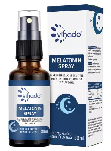 Vihado Melatonin Spray - Premium: Bis zu 5-fach höher dosiert - 180 Tage Vorrat - Melatonin Spray hochdosiert mit Lavendel ohne Alkohol - vegan