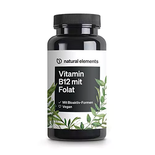 Vitamin B12 180 vegane Tabletten für 6 Monate 500µg Vit B12 und 200µg Folsäure pro Tagesdosis hochdosiert