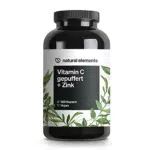 Vitamin C - 360 Kapseln - Hochdosiert mit 1000mg + 15mg Zink - Pflanzlich fermentiert & gepuffert - Laborgeprüft