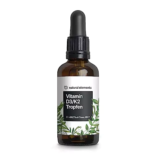 Vitamin D3 + K2 Tropfen 50ml - Premium: 99, 7+% All-Trans + hoch bioverfügbares Vitamin D3 - Laborgeprüft