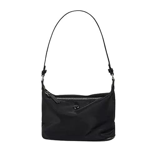 Vividora Umhängetasche Damen Handtasche Klein, Nylon Y2k Retro Achsel Tasche Fashion Unterarmtasche Für Frauen Teenager Mädchen Schwarz