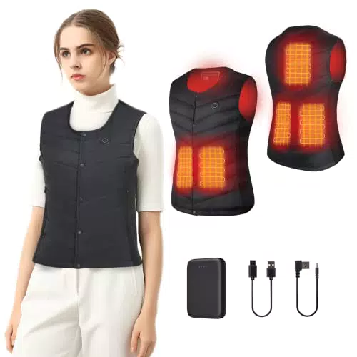 Vofuoti Beheizbare Weste Damen mit Powerbank, Heizweste Herren mit Elektrischem USB-Körperwärmer