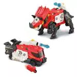 VTech - Switch&Go Dinos, Salvador Tricerattops Feuerwehrauto inkl. Rettungsmotorrad