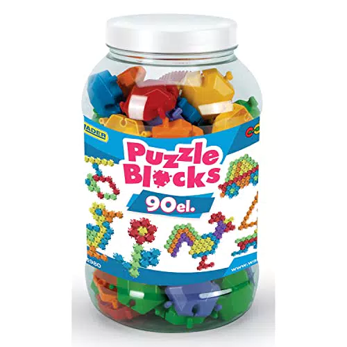 Wader 90 Teile von Puzzle Bausteine im groβen Glas