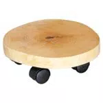 Wagner Pflanzenroller BAUMSTAMM UNIKAT Ø 25-30 x 8 cm I Blumenroller für Innenbereich I Kübelroller aus Baumstammscheibe