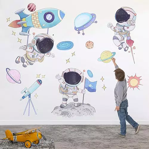 Wandtattoo Astronaut Wandsticker Astronaut Wandaufkleber Kinderzimmer Dekorative Aufkleber Babyzimmer Wandsticker Astronaut Wandaufkleber Planeten Wandsticker Mädchen Schlafzimmer Wanddeko