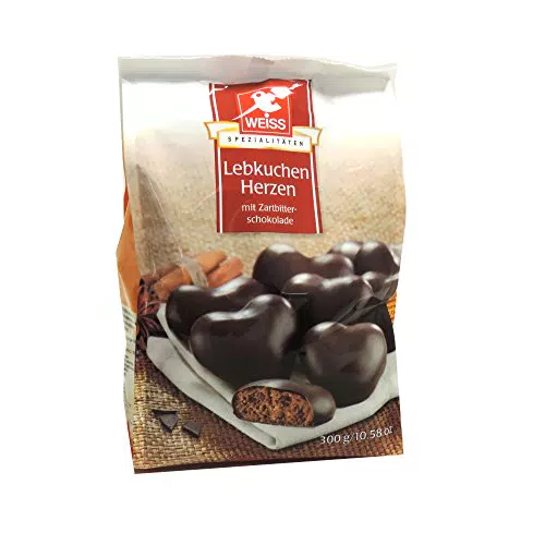Weiss - Lebkuchen Herzen - Mit Zartbitter Schokolade - 300g