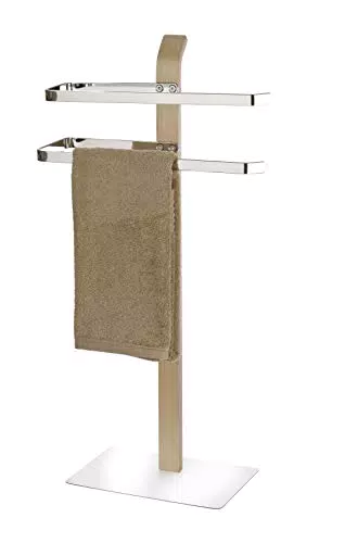 WENKO Handtuchhalter Samona Nature, moderner Ständer für Hand- und Badetücher