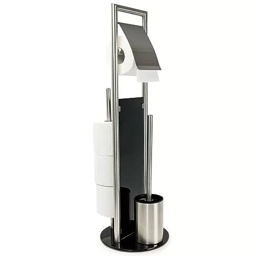 WENKO Stand WC-Garnitur Ravina mit integriertem Toilettenpapierhalter und WC-Bürstenhalter