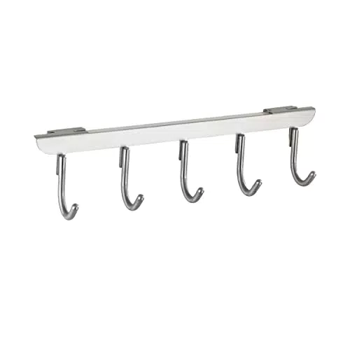 WENKO Türgarderobe Asola mit 5 Haken Edelstahl - für Türfalzen von 2 und 4 cm