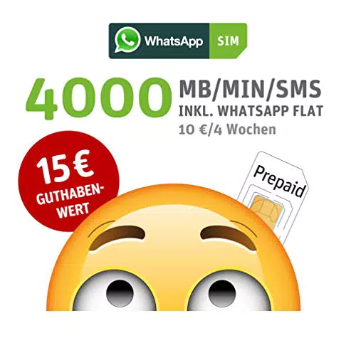 WhatsApp SIM Prepaid - Starterpaket mit 15 EUR Guthabenwert