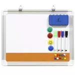 Whiteboard Pinnwand Set - Magnettafel/Korkwand 38x30cm mit 1 magnetischem Schwamm