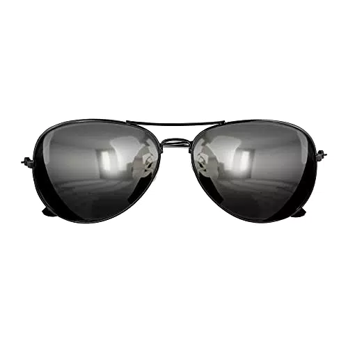 Widmann 6860P - Polizistenbrille, schwarz, verspiegelte Gläser