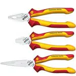 Wiha Zangen Set für Elektriker 3-tlg. I Universal Kombizange 180mm + Flachrundzange 200mm + Seitenschneider 160mm I Zangenset Elektro VDE