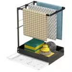 wiksite Spülbecken Organizer, Spüle Caddy Organizer mit Abnehmbarer Ablaufwanne Schwammhalter Bürste Geschirrtuchhalter Utensilien Korb für Küche & Badezimmer für Handtücher