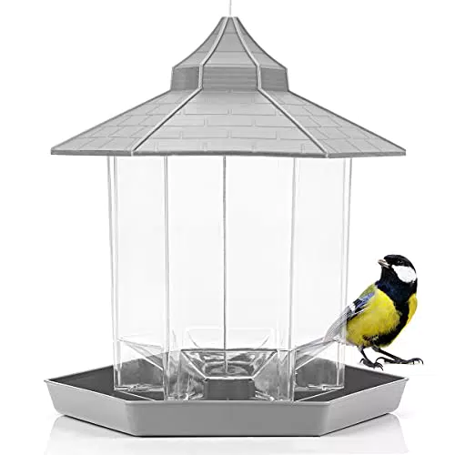 WILDLIFE FRIEND I Vogelhaus zum Aufhängen, Vogelfutterhaus Anthrazit aus Kunststoff I Vogelfutterspender für Garten